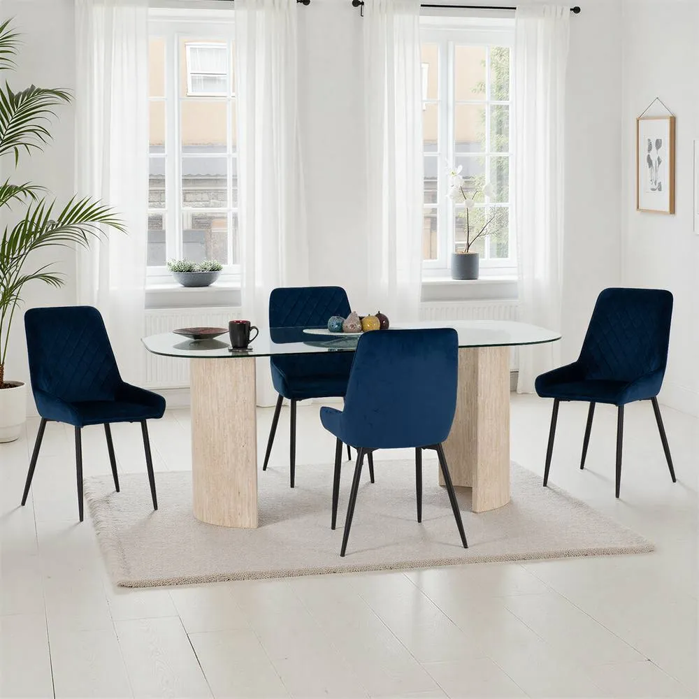 Seconique Modena Dining Set with Avery Chairs in Blue