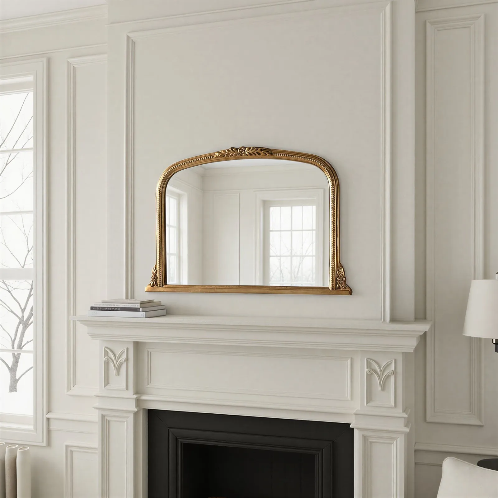 Yearn Mirrors Beaded Overmantle Mirror Gold Bevelled 101(w)x66cm(h) 3