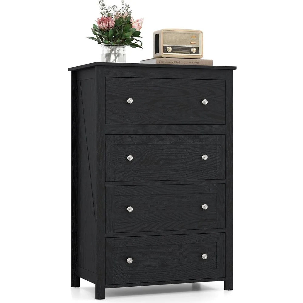 Costway 4 Drawer Dresser Storage Cabinet Chest of Drawers Clothes Organizer in Black 3