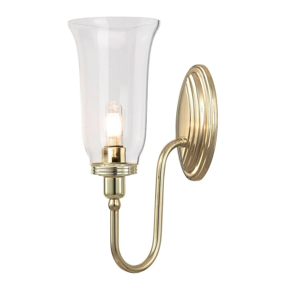 Netlighting Blake 1 Light Bathroom Wall Light Polished Brass IP44 G9 in Yellow