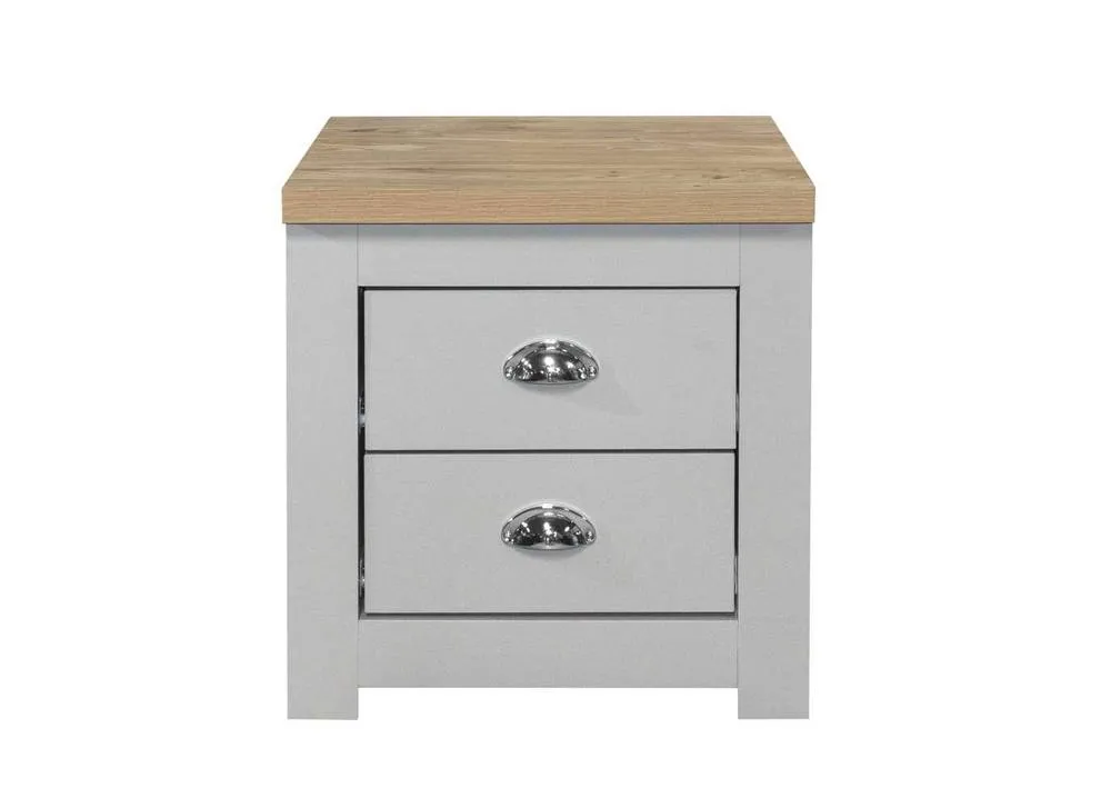 Birlea Pair of Bedside Cabinet Highgate 2 Drawer Chest Farmhouse Style Grey 6