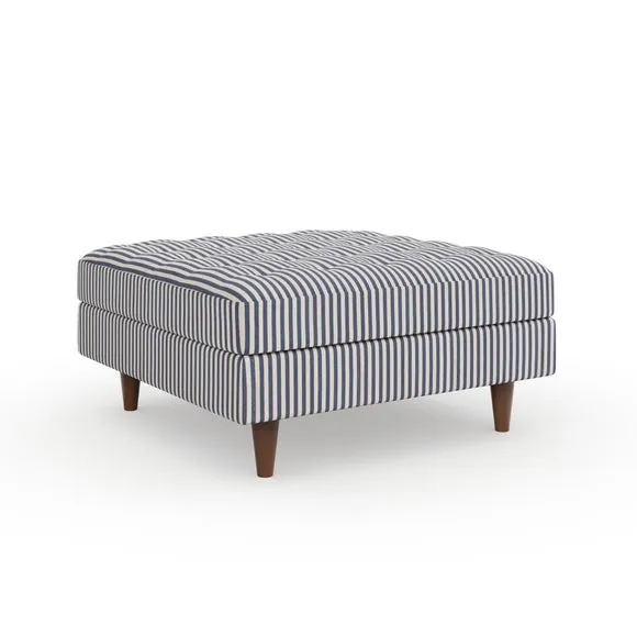 Zoe Pinstripe Fabric Square Storage Footstool 6