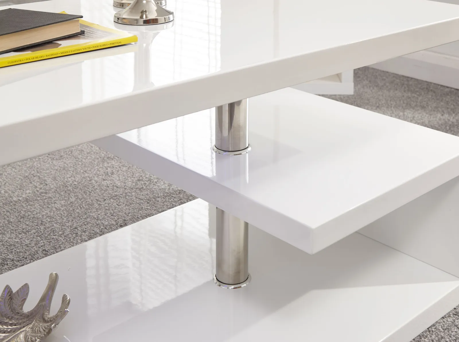 GFW Polar High Gloss LED Coffee Table in White 5