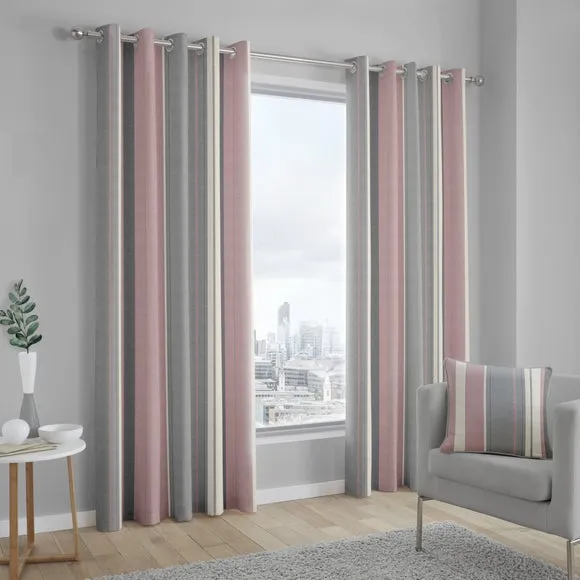 Fusion Whitworth Striped Eyelet Curtains 2