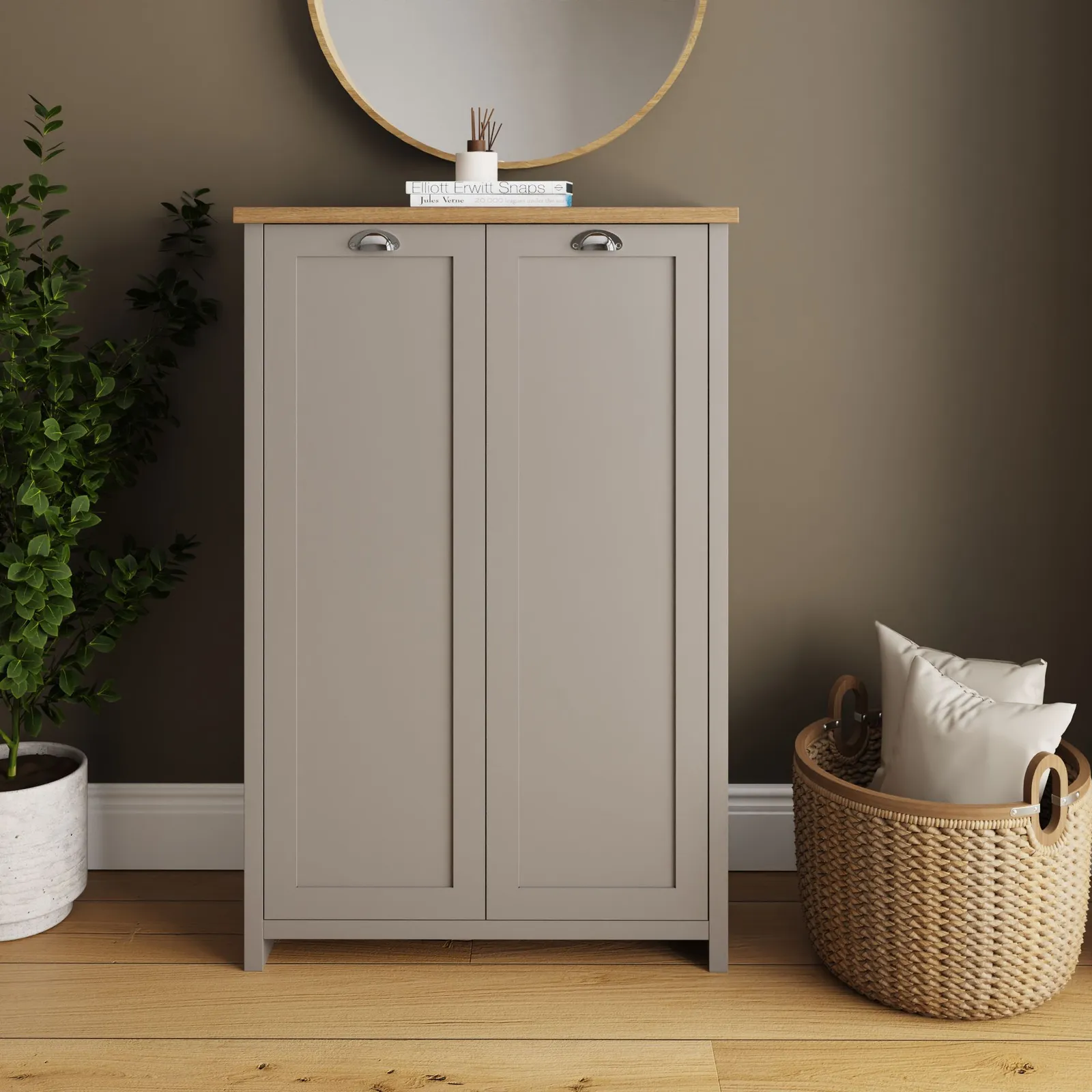 GFW Lancaster 2 Door Shoe Cabinet in Grey