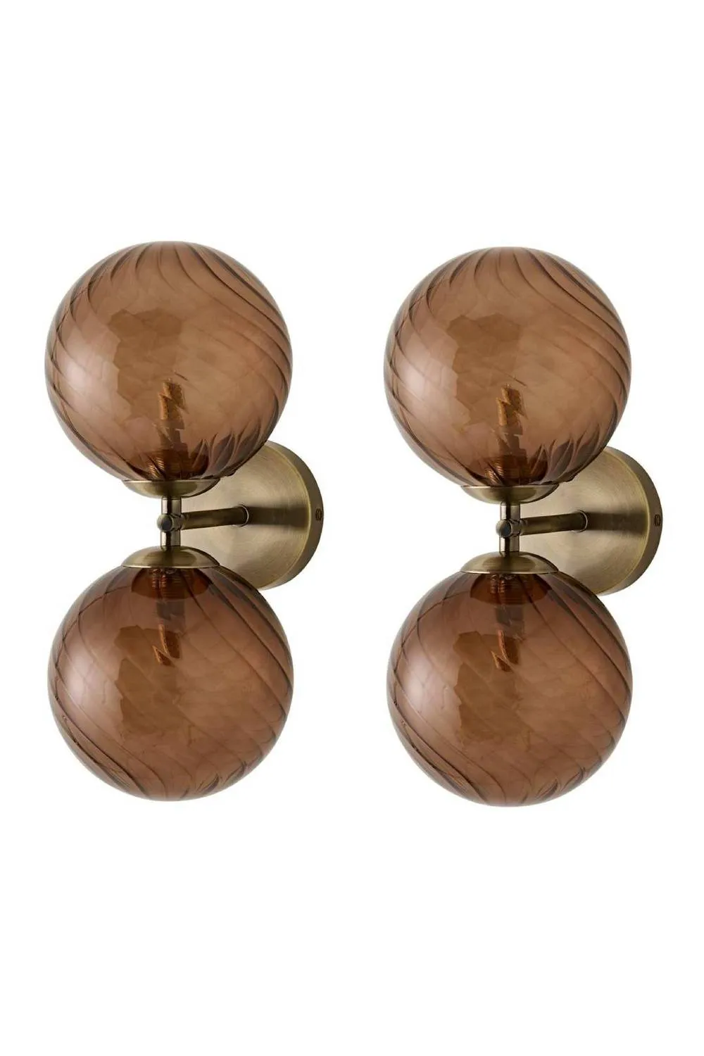 ValueLights Sydney Pair 2 Way Up Down Glass Swirl Shades Wall Lights in Bronze 1