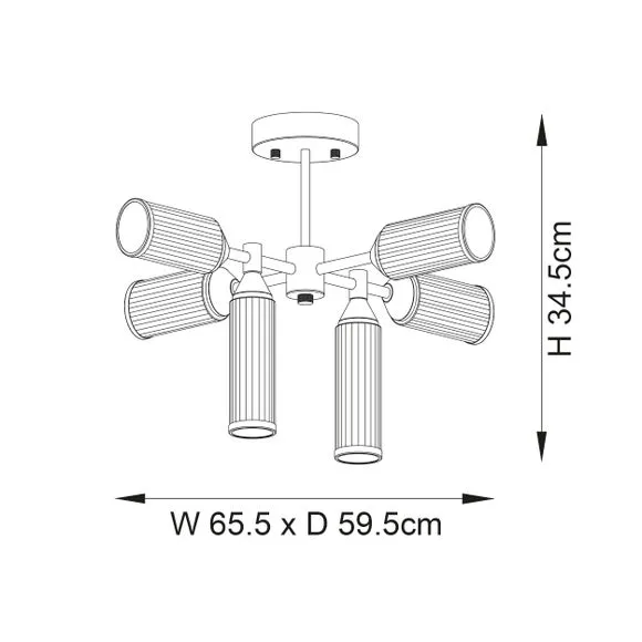 Vogue Bailey Art Deco 6 Light Semi Flush Ceiling Light 6