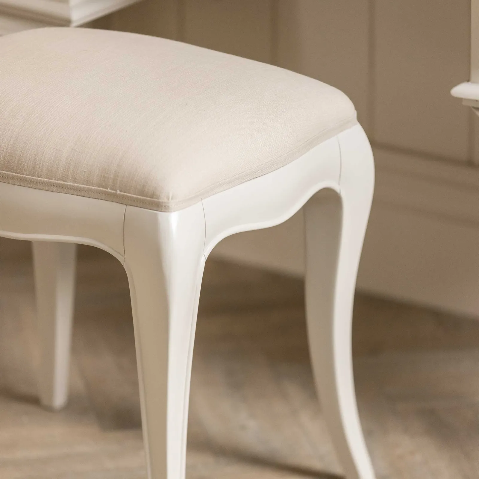Calista Upholstered Stool, White Wood | Barker & Stonehouse 4