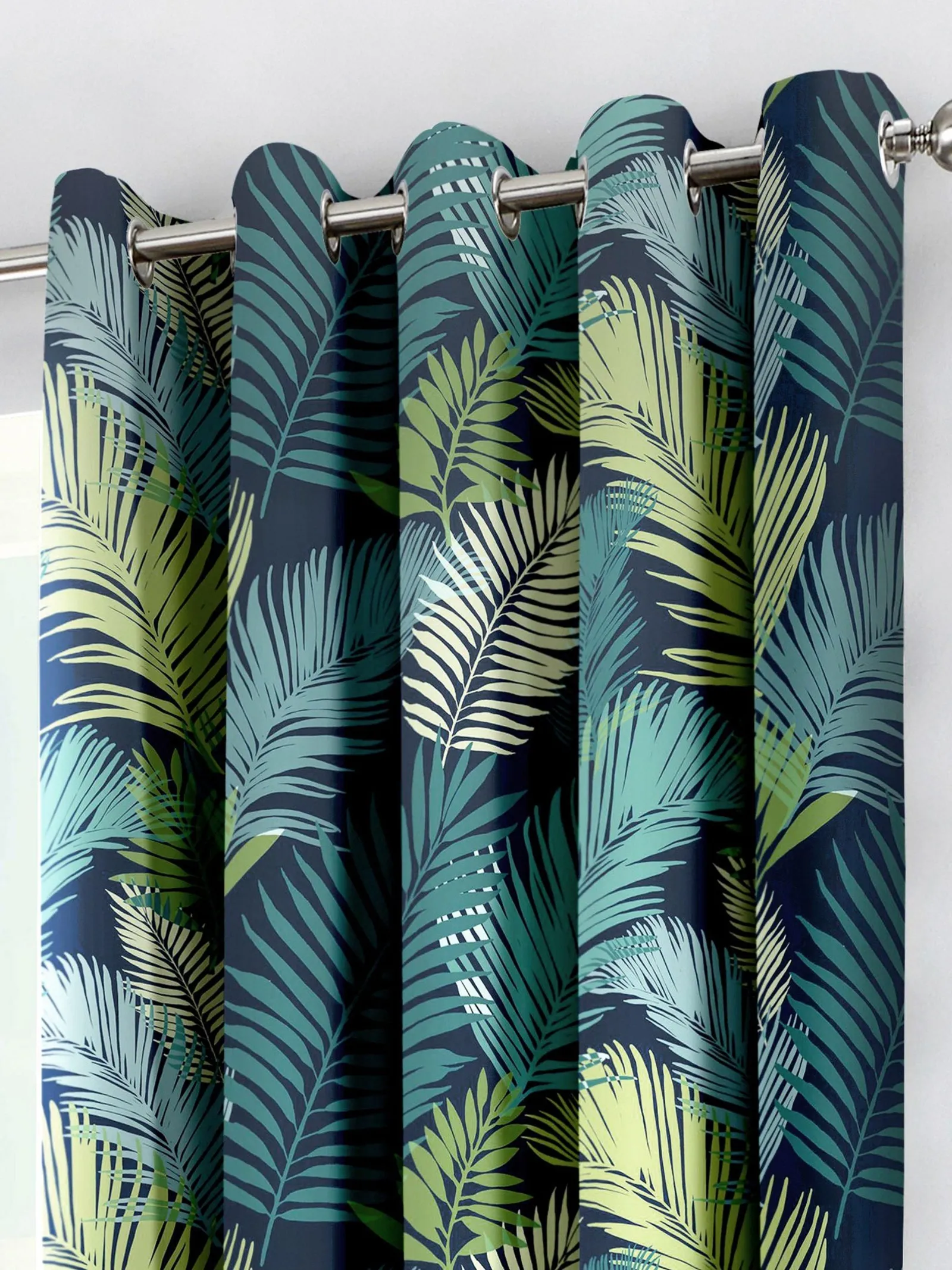 Fusion 'Tropical' Exotic Palm Leaf Print 100% Cotton Eyelet Curtains 2