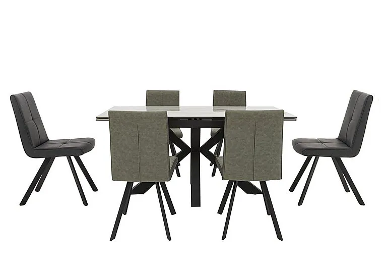 Phoenix Dining Table and 6 Chairs - 4 Two Tone and 2 Dark Grey