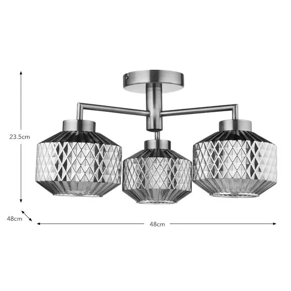 Abingdon 3 Light Semi Flush Ceiling Light 6
