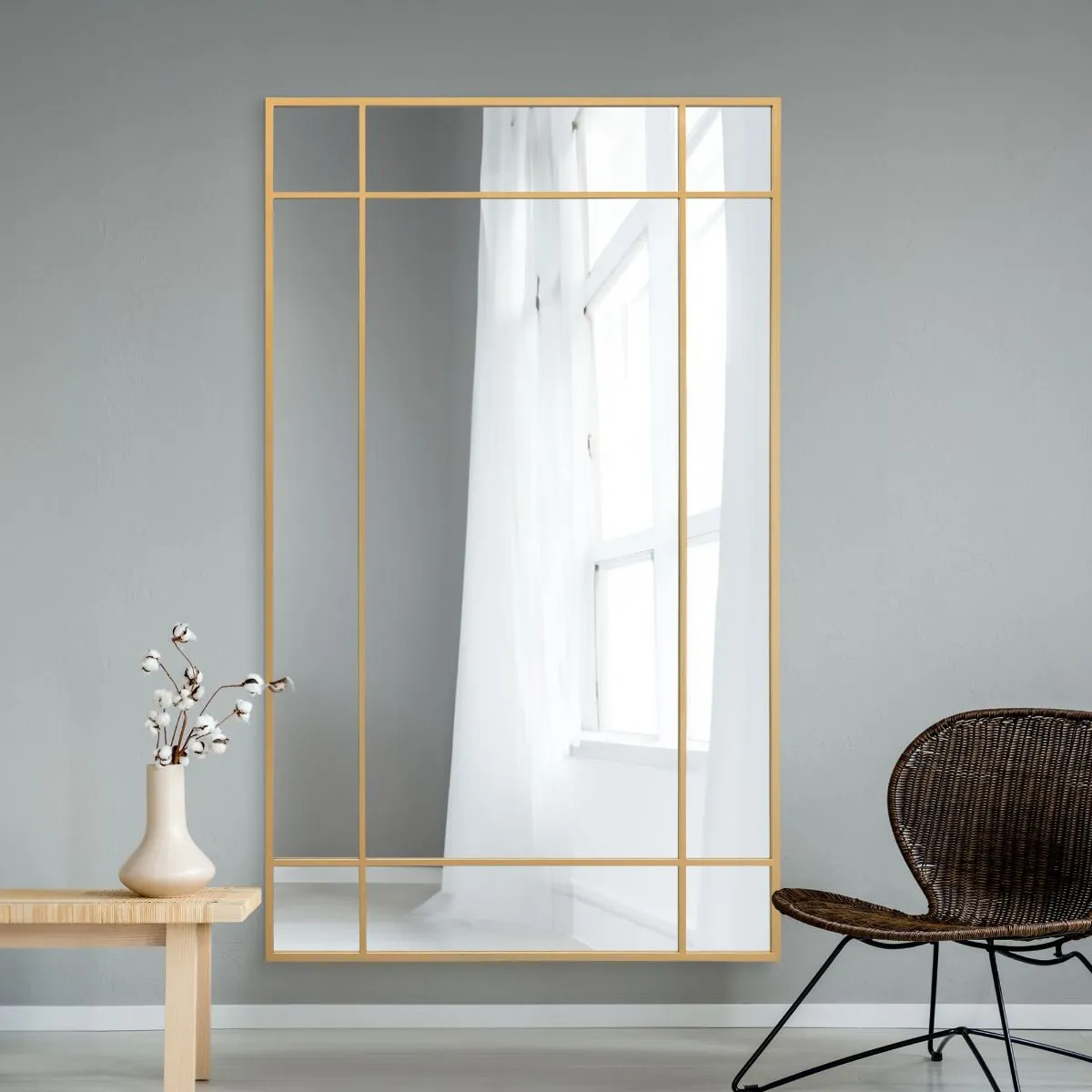 MirrorOutlet Gold Contemporary Wall & Leaner Mirror 79" X 47" (200 x 120CM) 6