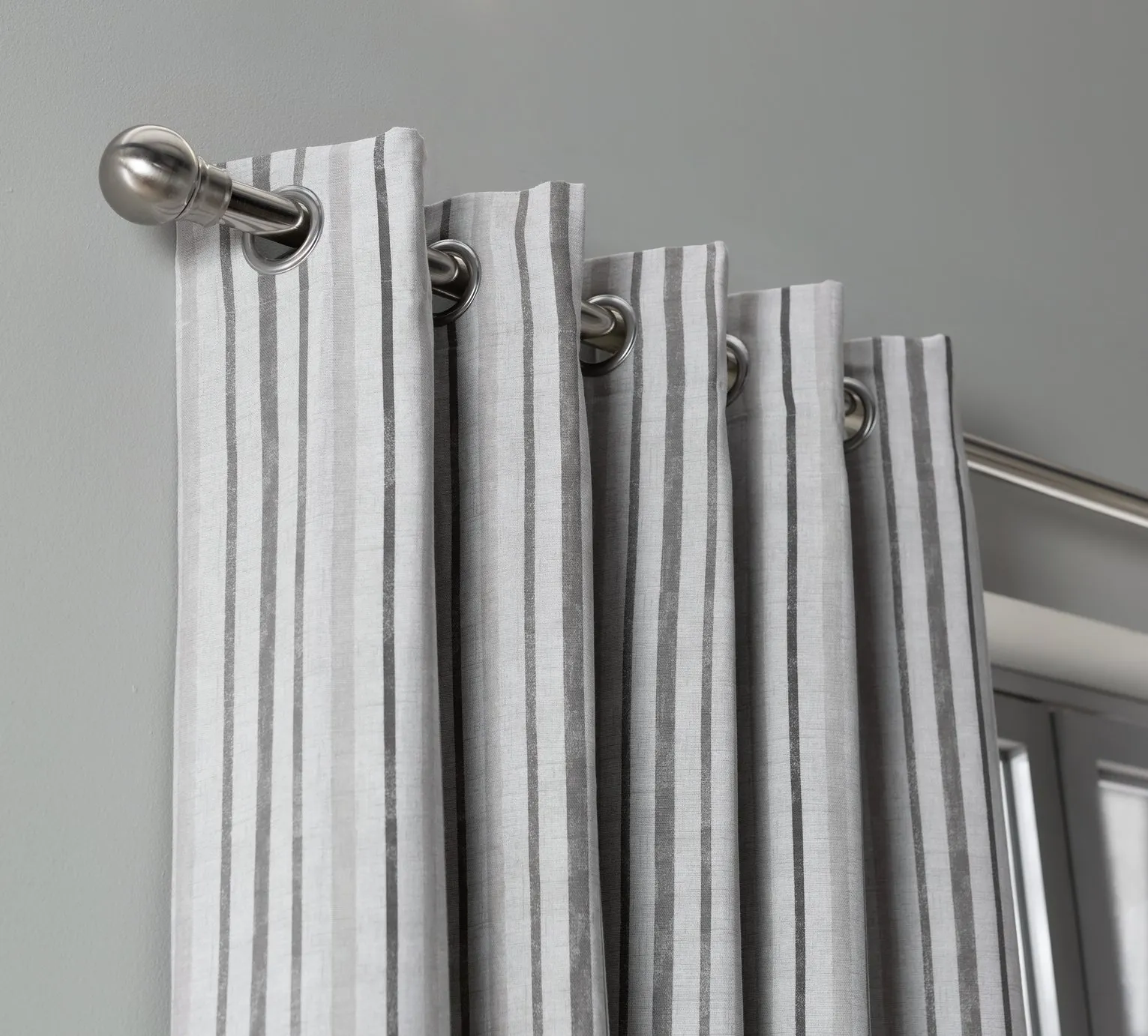 Habitat Striped Blackout Eyelet Curtains - Grey