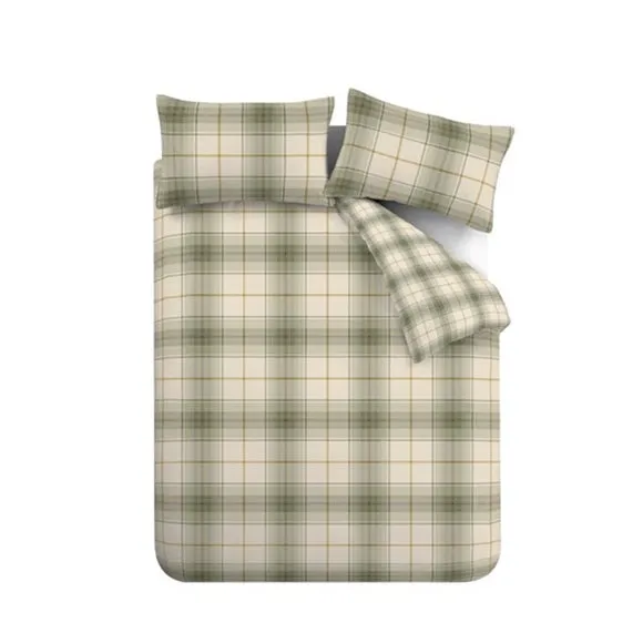 Catherine Lansfield Troon Check 100% Brushed Cotton Duvet Cover & Pillowcase Set 5