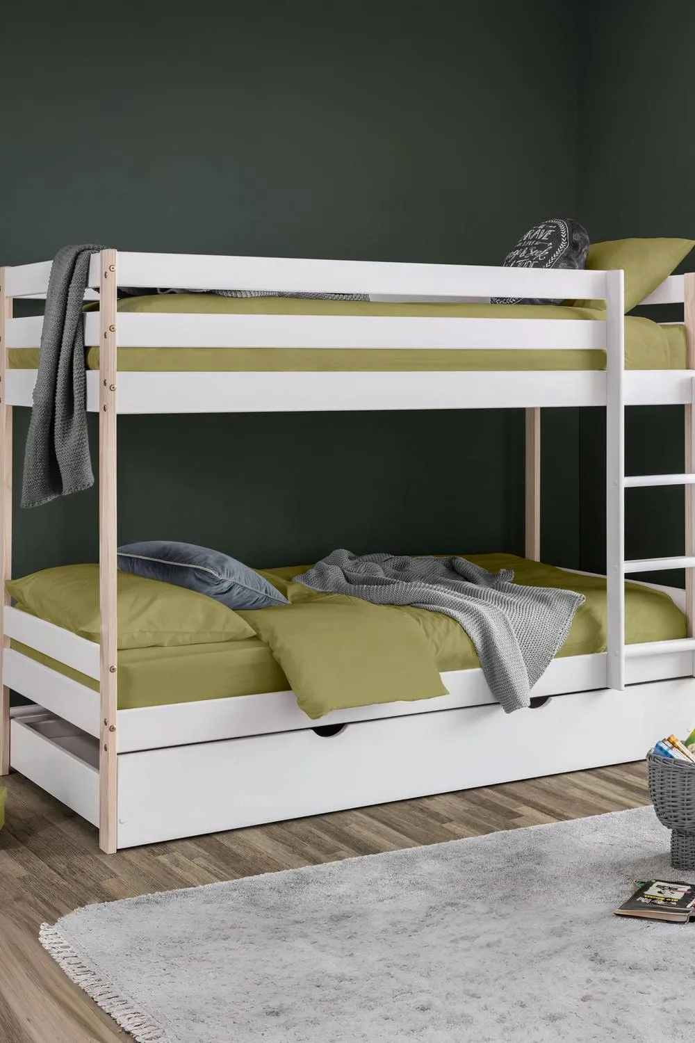 Julian Bowen Nova Single White & Wood Effect Bunk Bed 2