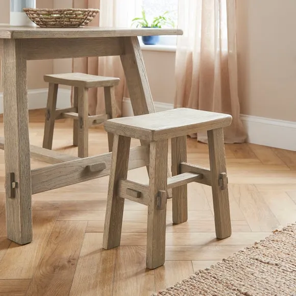 Enola Low Stool, Rustic Oak