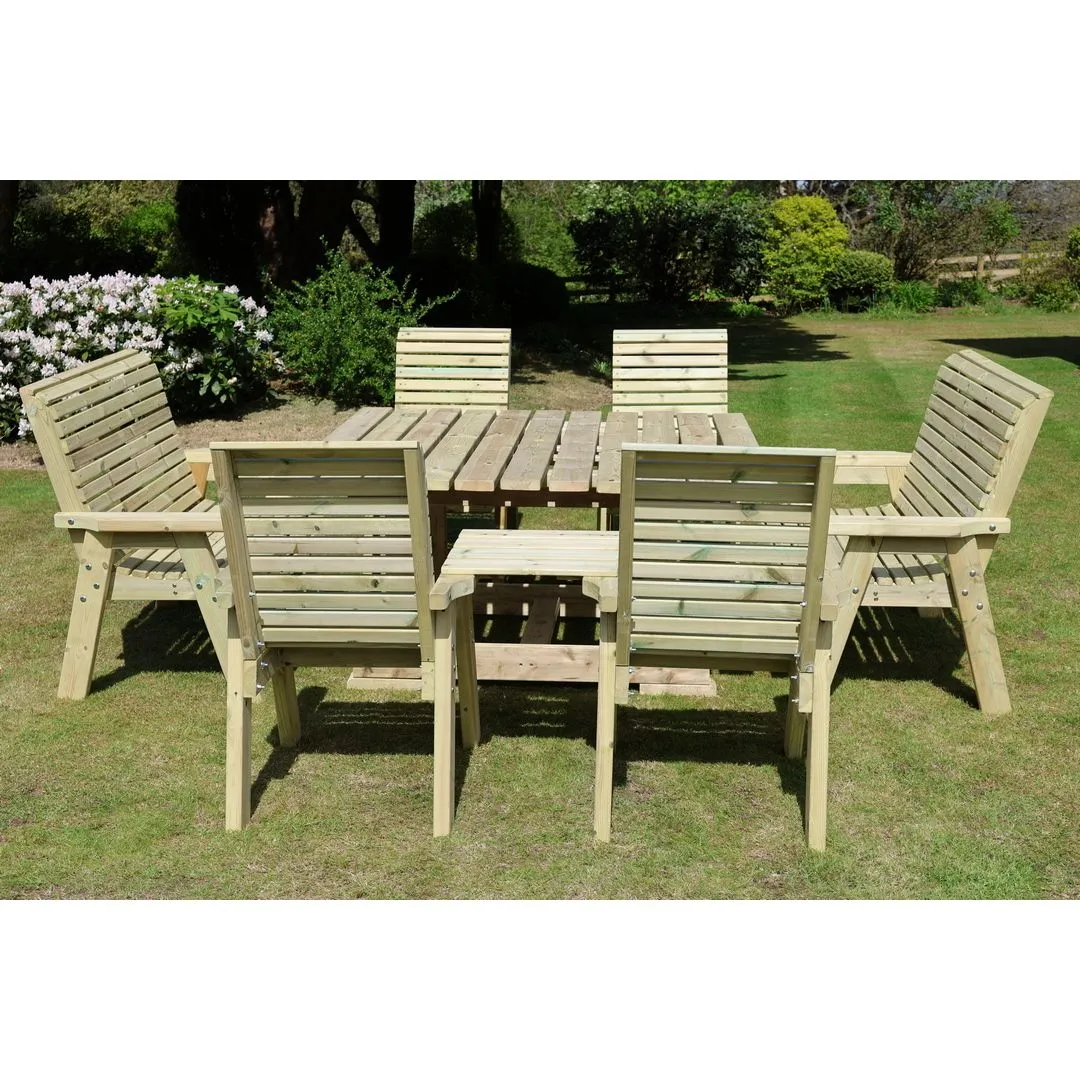 Churnet Valley Garden Furniture Ltd Ergo Square Table with 2 Bench & 4 Chairs - Min. Assembly Required in Brown 4