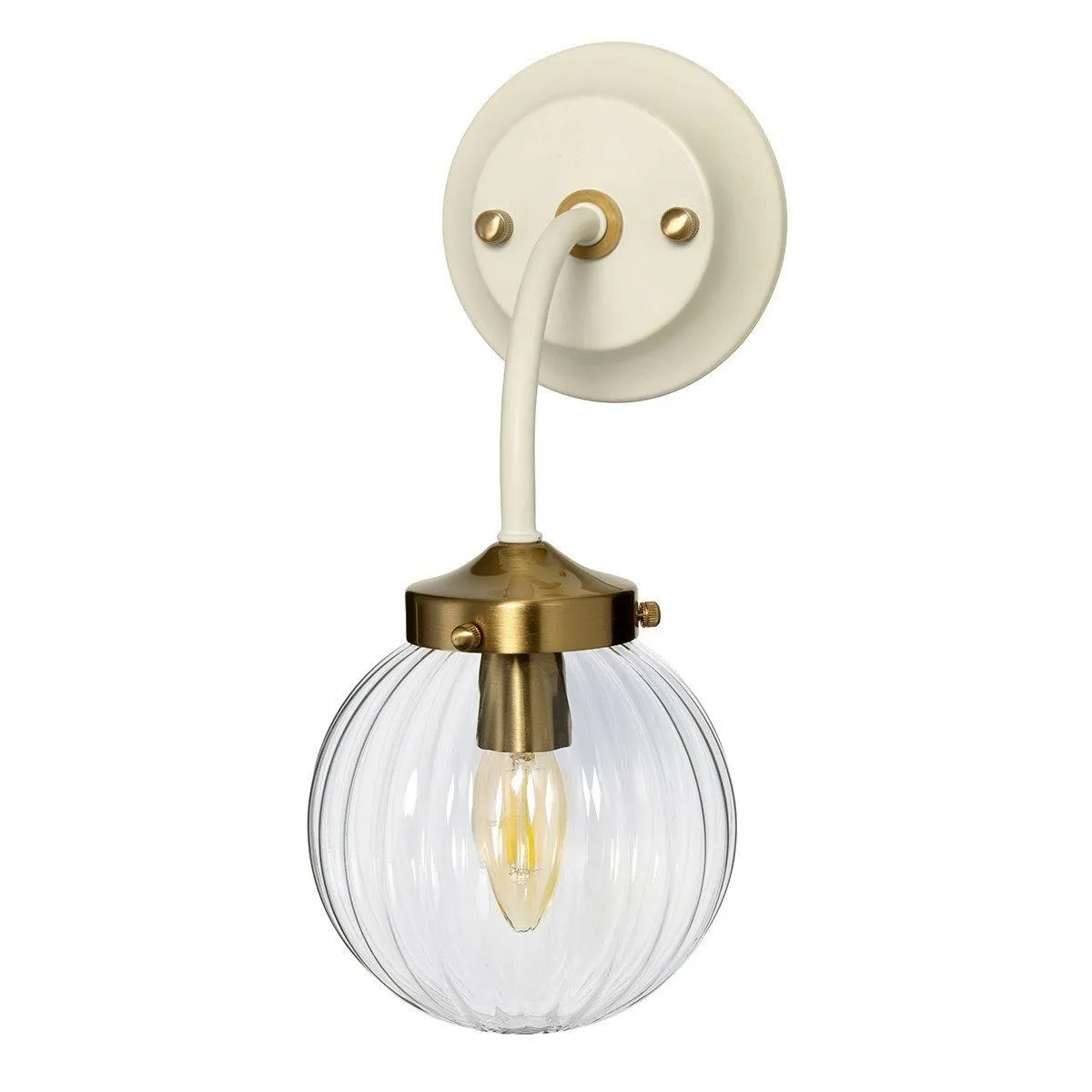 Netlighting Cosmos Retro 1 Light Wall Light Globe Glass Shade in Beige 2