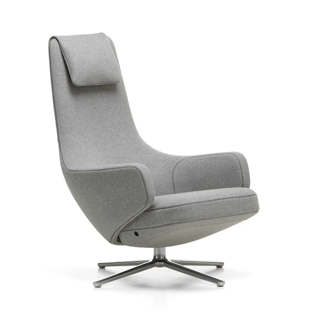 Vitra Repos Armchair Cosy Pebble Polished Base Glides for Carpet 2