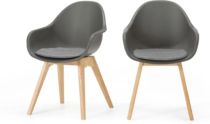 Set of 2 Boone Dining Chairs, Grey and Oak Finish