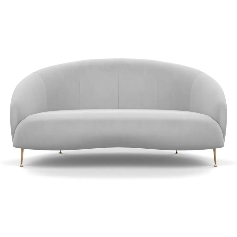 Heal's Bloomsbury 2 Seater Sofa Velvet Platinum Brass Feet