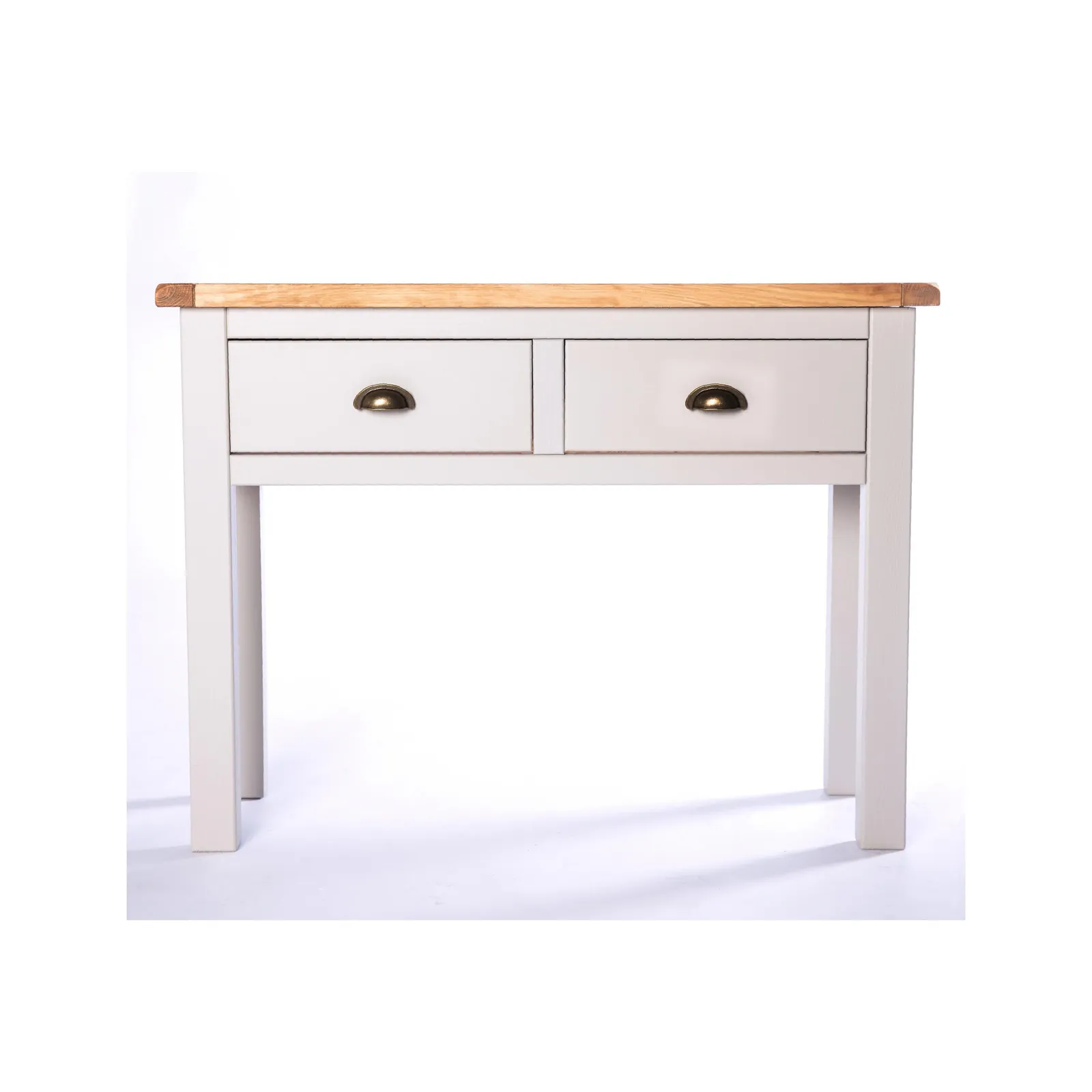 Cabinet Bits Argenta Light Grey 2 Drawer Console Table Brass Cup Handle