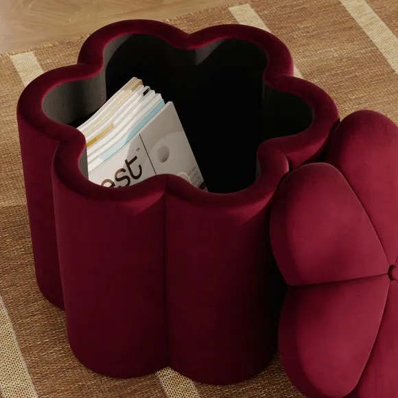 Flower Velvet Storage Footstool 5
