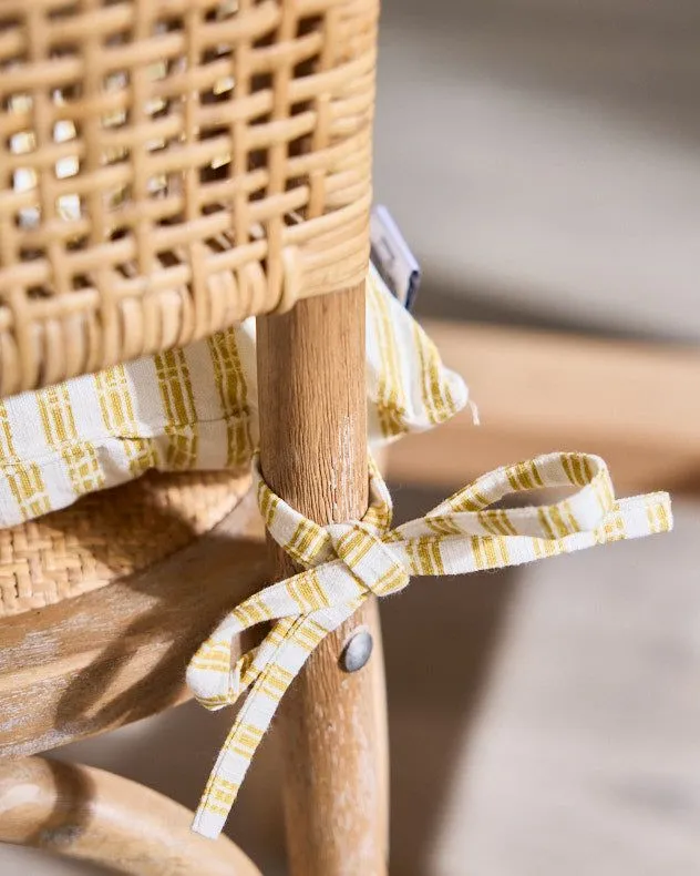 Dibor Vintage Style Yellow Striped Indoor Ourdoor Garden Furniture Dining Chair Seat Pad L40cm x W40cm 3