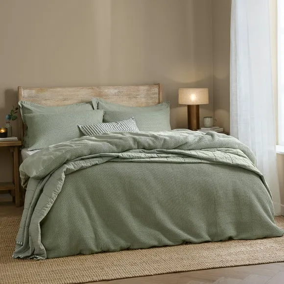 Yard Hebden Waffle 100% Cotton Duvet Cover & Pillowcase Set 1