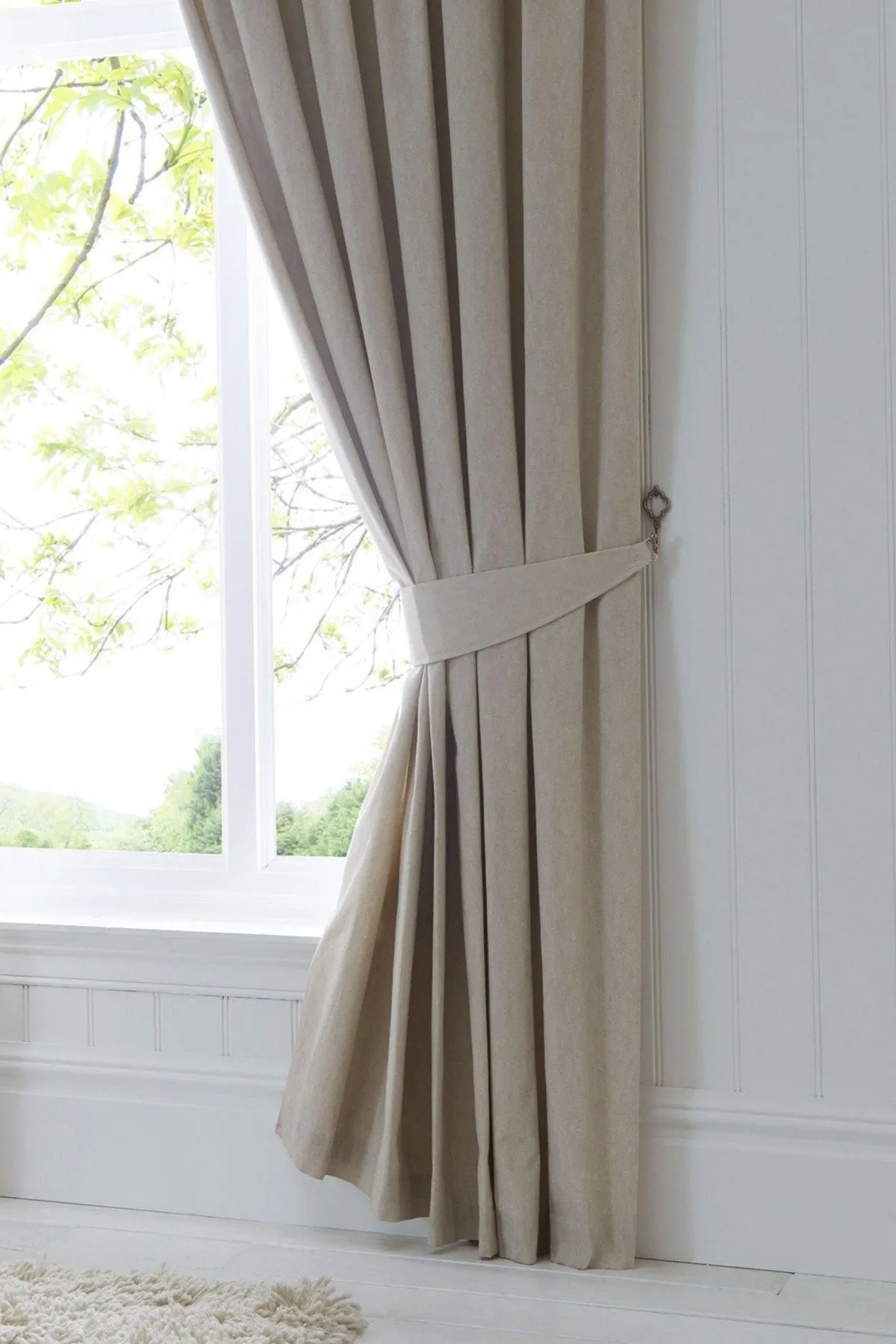 Fusion 'Dijon' Thermal & Blackout Fully Lined Pencil Pleat Curtains in Natural 3