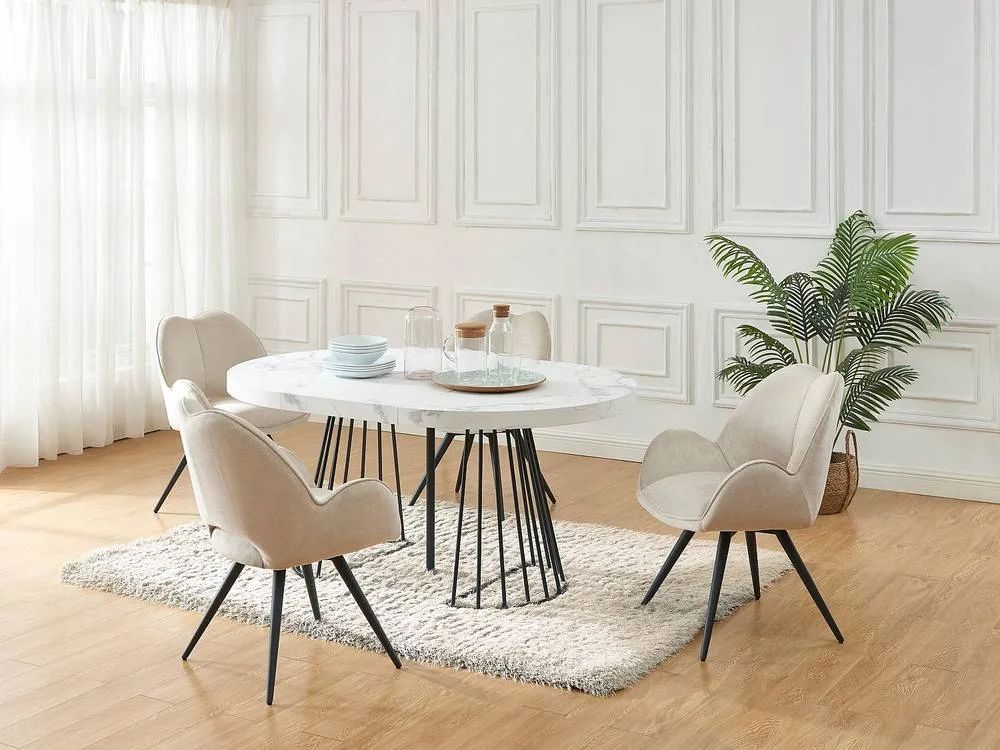 Vente-unique 2 - 12 Seater Extendable Dining Table In MDF & Steel - White and in Black 6