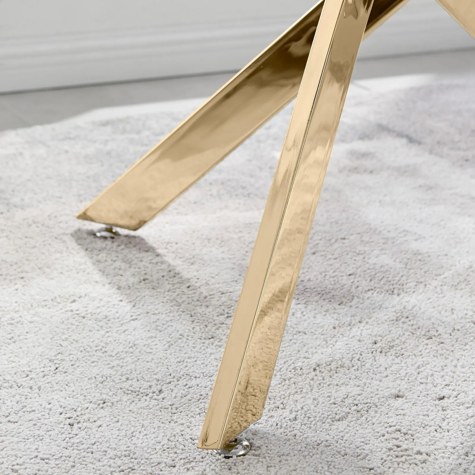 FurnitureboxUK Leonardo 120cm 4-Seater Glass & Chrome Metal Starburst Dining Table in Gold 5