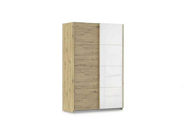 Freja 136cm 2 Door Sliding Decor Wardrobe With Glass Door