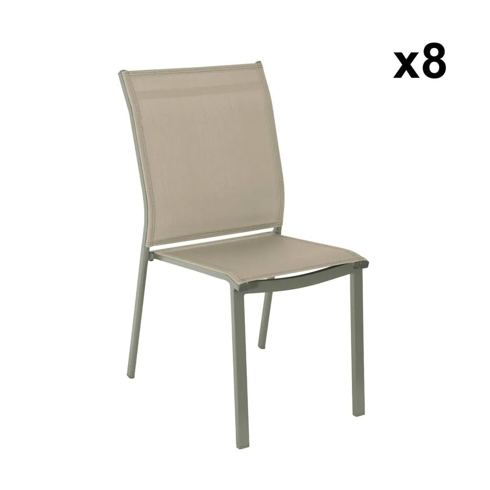 sweeek Aluminium garden table + 8 chairs in Khaki 6