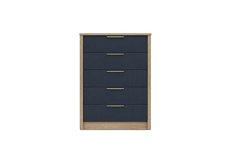 Chelsea 5 Drawer Chest with Gold Handles - Royal Blue