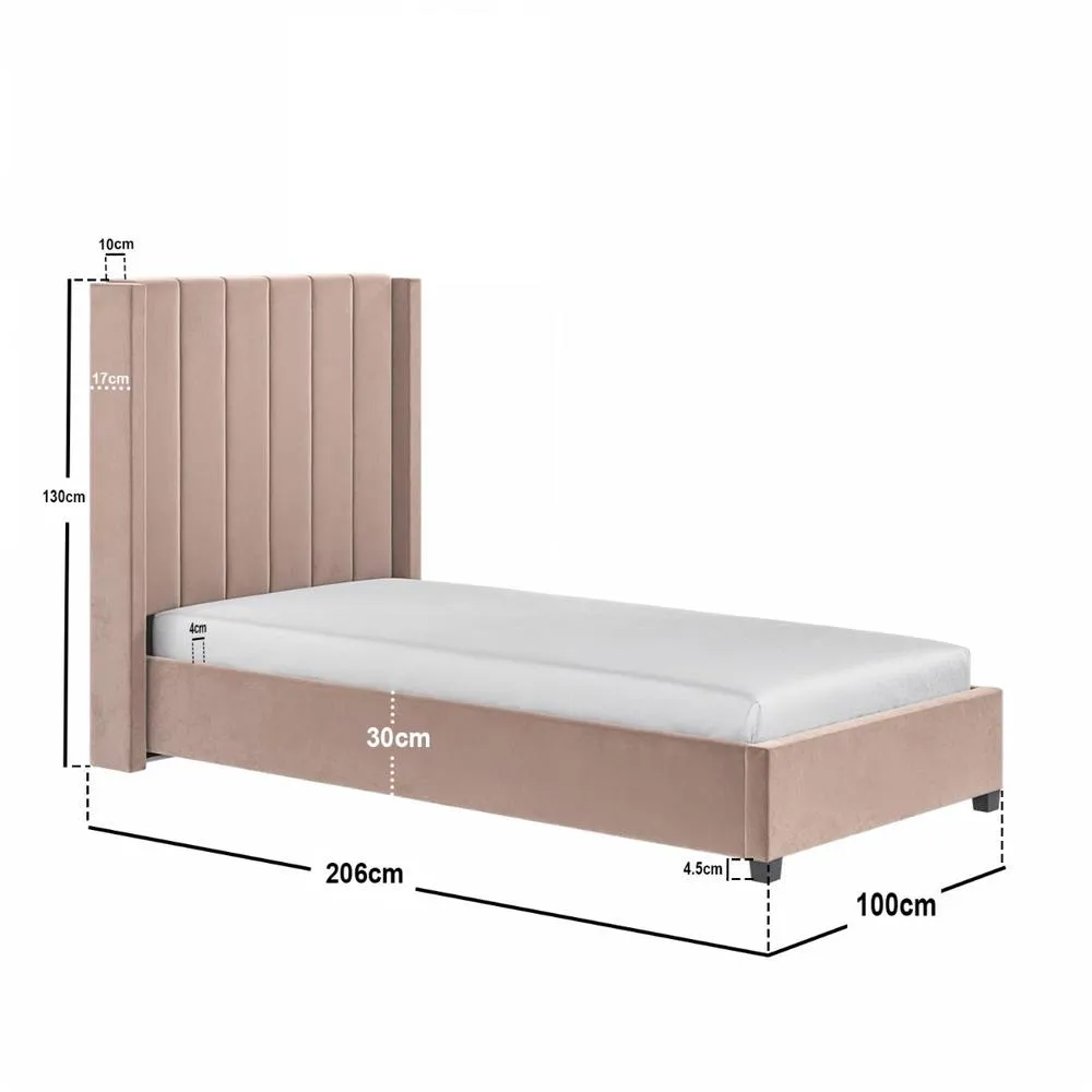 Flair Tiggy Single Ottoman Bed Velvet in Pink 6