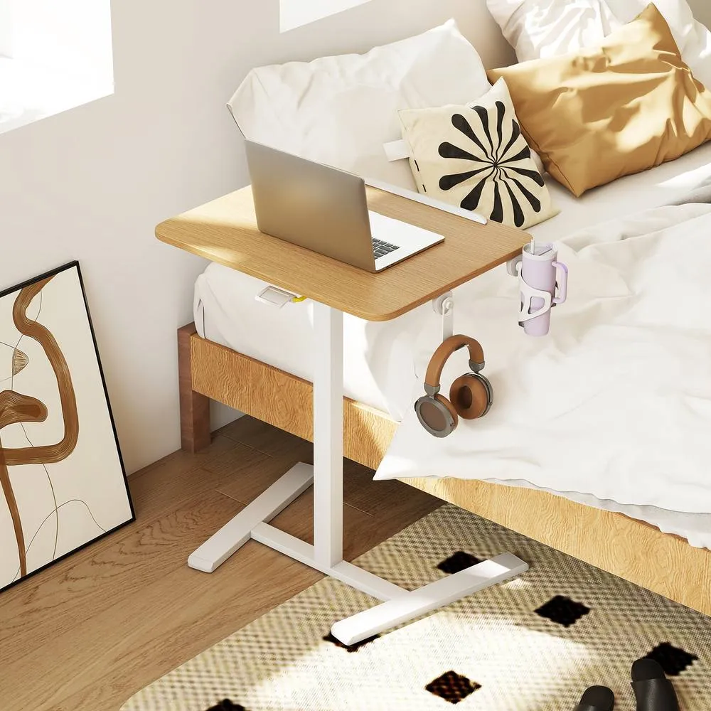 Costway Foldable Mobile Standing Desk Height Adjustable Sit Stand Desk-Natural in Natural 5
