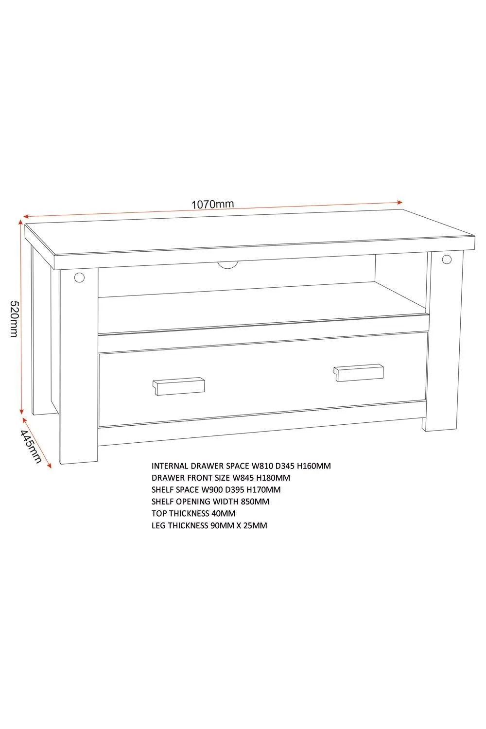 Seconique Tortilla 1 Drawer Flat Screen TV Unit in Light Oak 5