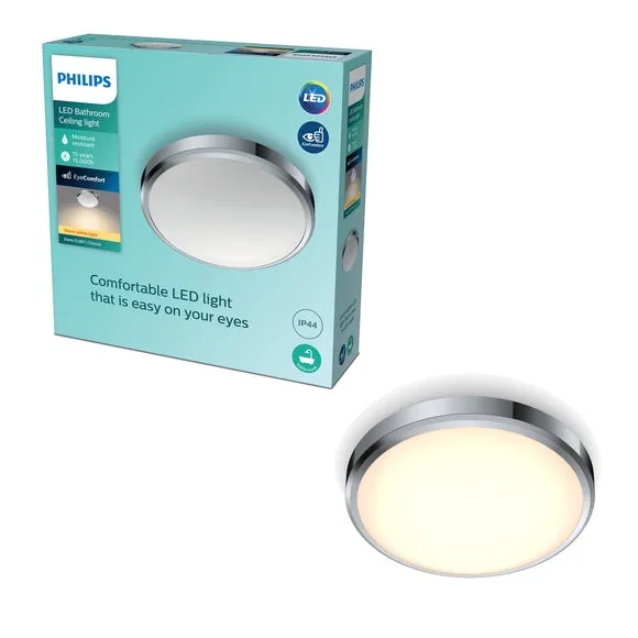 Philips Doris Warm White Integrated LED Bathroom Flush Ceiling Light