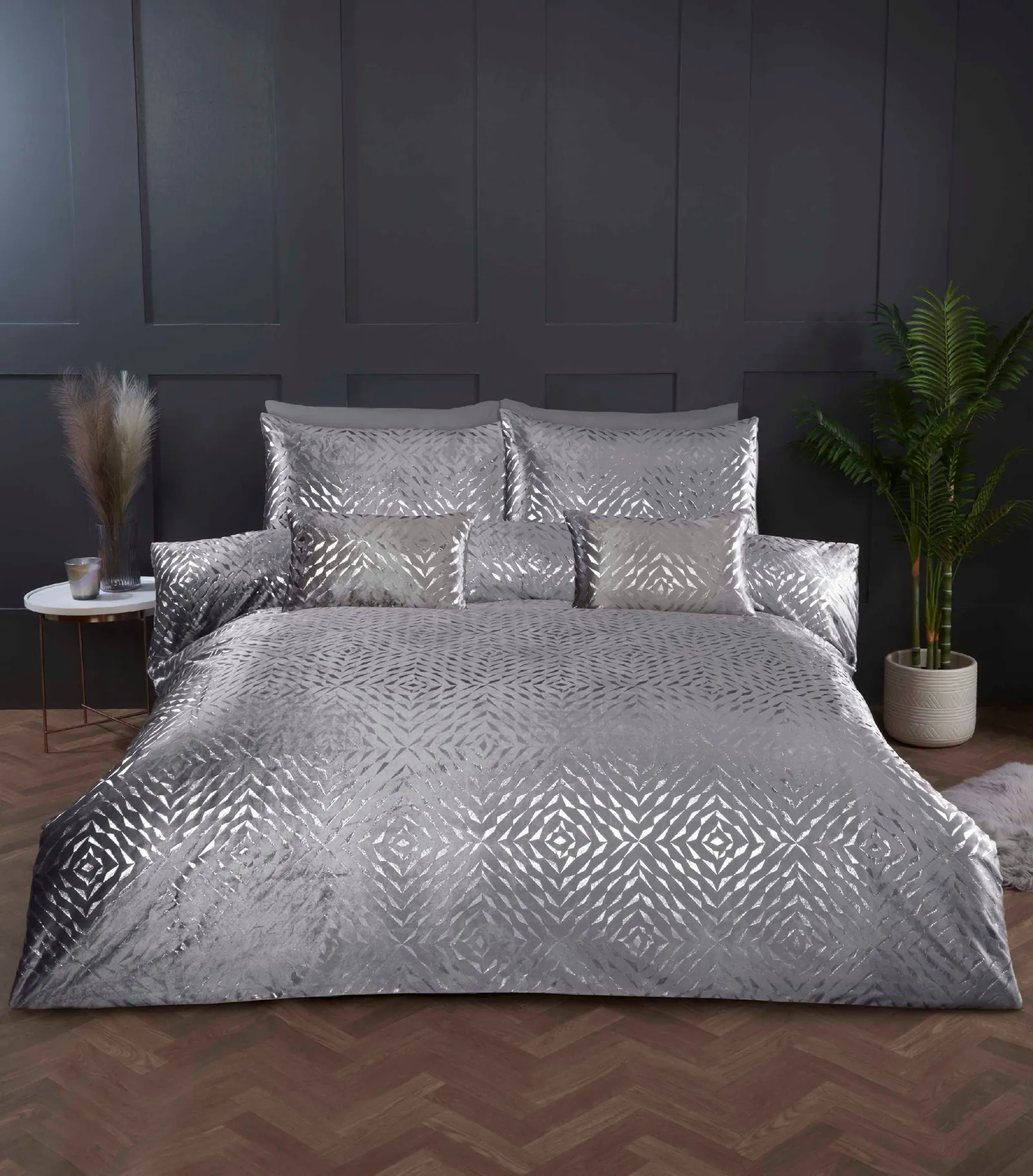 Rapport Home Bellagio Polyester Boudoir Cushion Cover (50 x 30 cm) in Silver