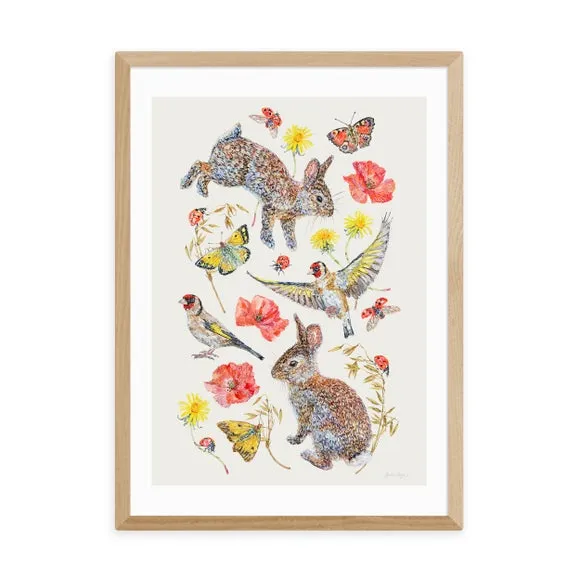 East End Prints Meadow Birds Bunnies And Butterflies Print 2