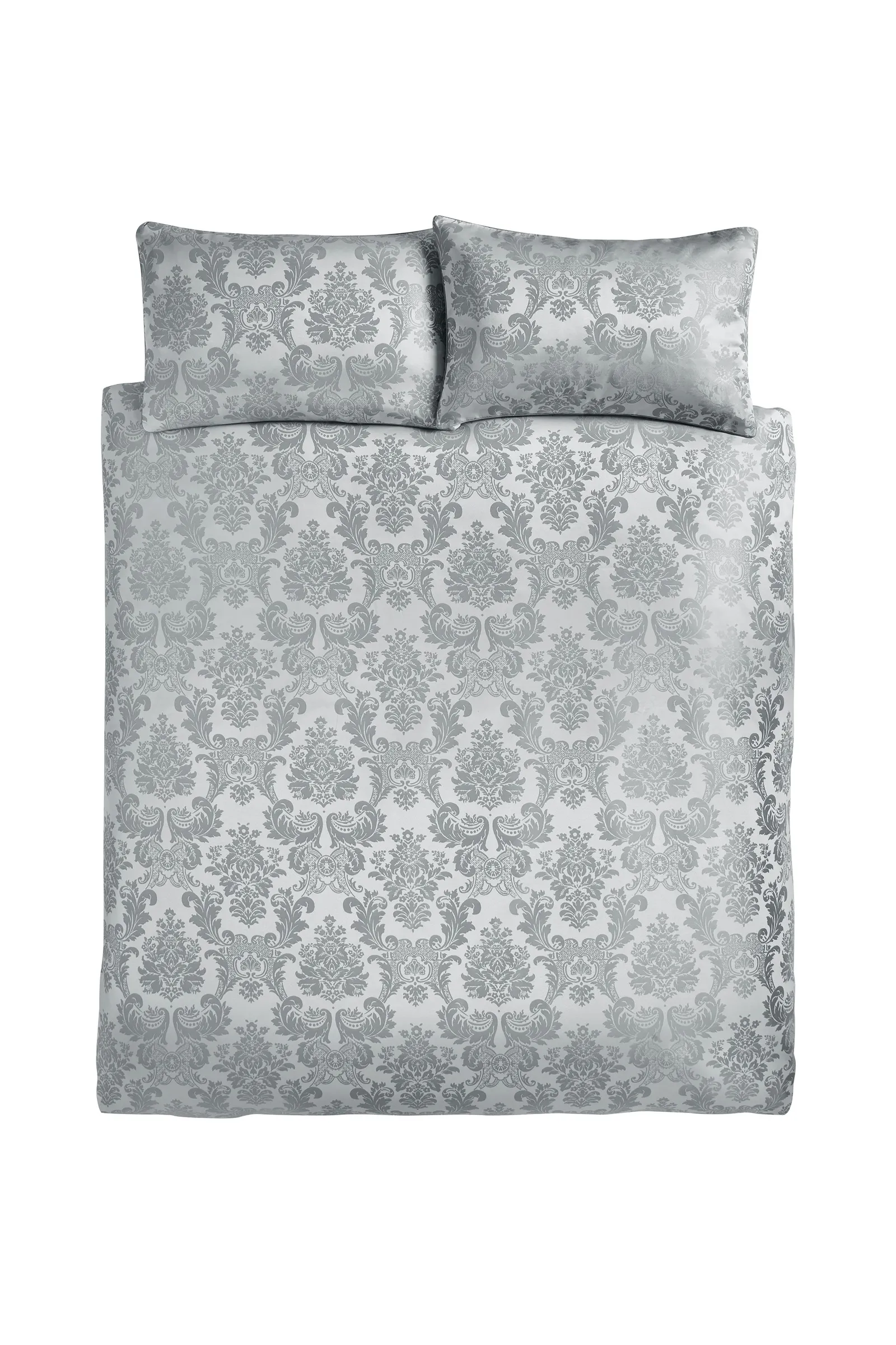 Catherine Lansfield Damask Jacquard Duvet Set in Silver 5