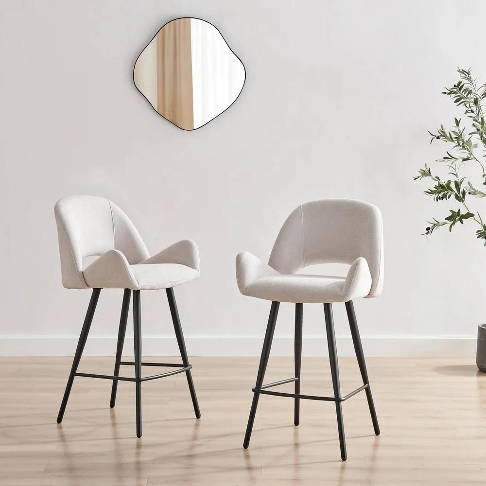 FurnitureboxUK 2x Layla Cream Fabric Bar Chairs 2