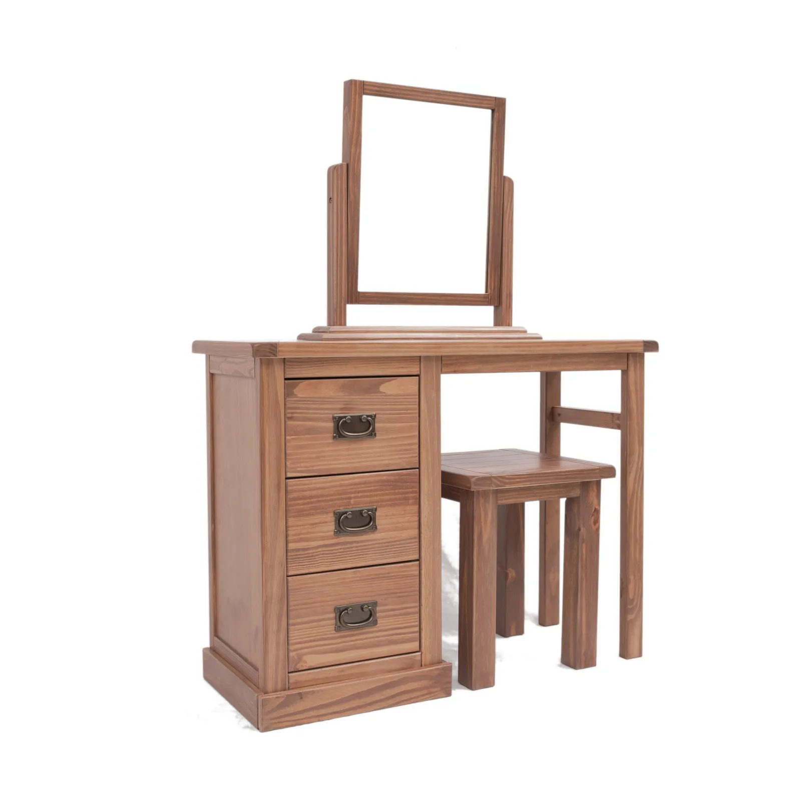 Cabinet Bits Tirolo 3 Drawer Dressing Table Set Brass Drop Handle in Brown