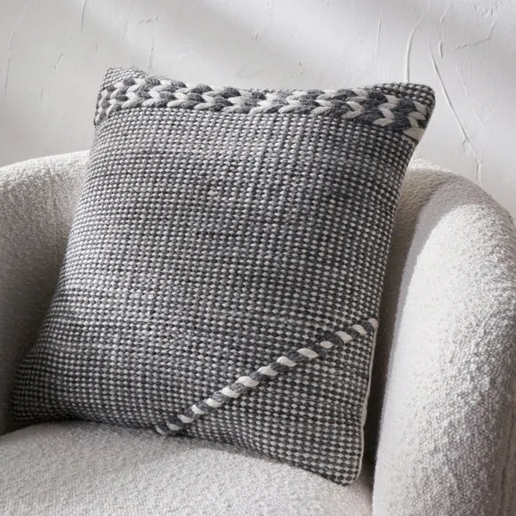 Set of 3 Sage and White Plait Square Scatter Cushions