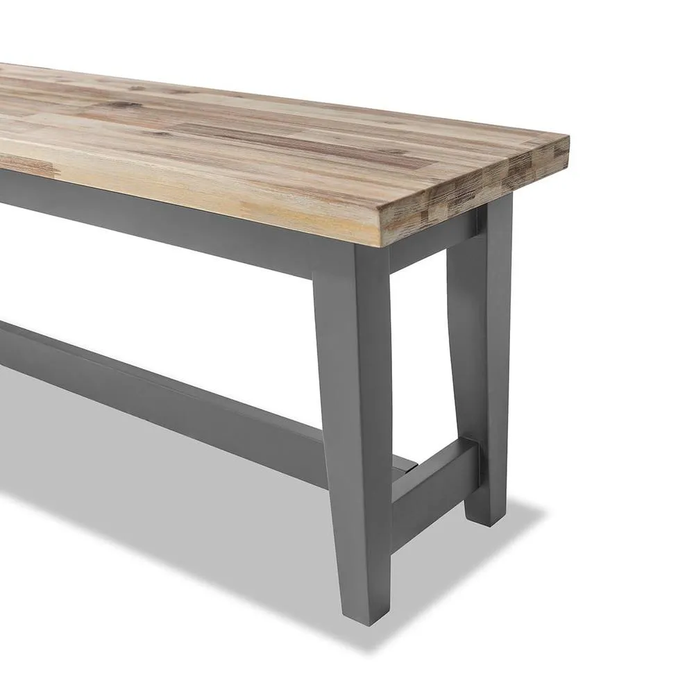 Statement Furniture Florence Solid Acacia Hardwood Dining Bench 120cm in Light Grey 4