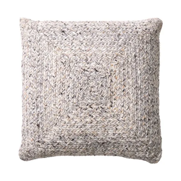 Set of 3 Warm Grey Tweed Square Scatter Cushions 3