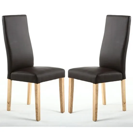 Bexley Brown Matt Leather Wave Back Dining Chair In A Pair
