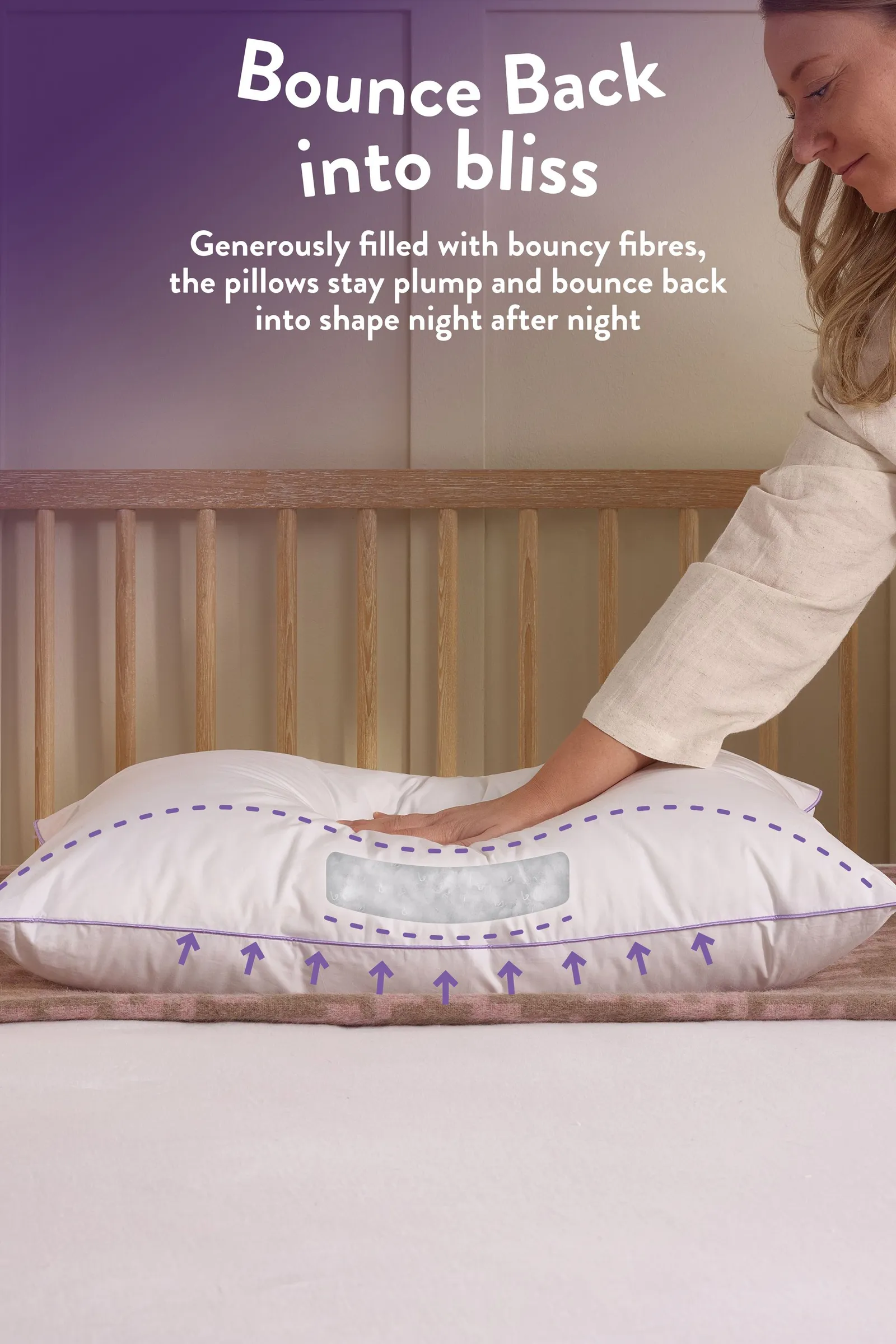 Slumberdown Comfy Cotton Pillow, Firm Support, 2 Pack in White 3