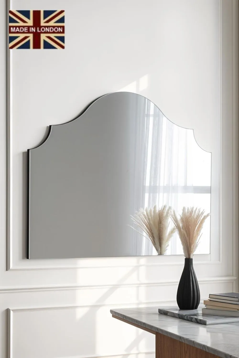 Yearn Mirrors Precious Arch Overmantle Mirror in Black 1